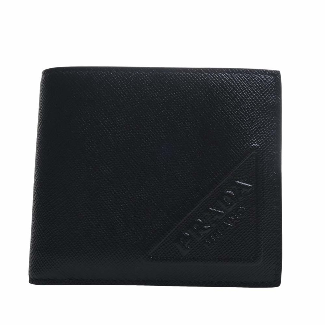 PRADA プラダ SAFFIANO EMBOSS 二つ折り コンパクト財布 2MO738 ブラック by