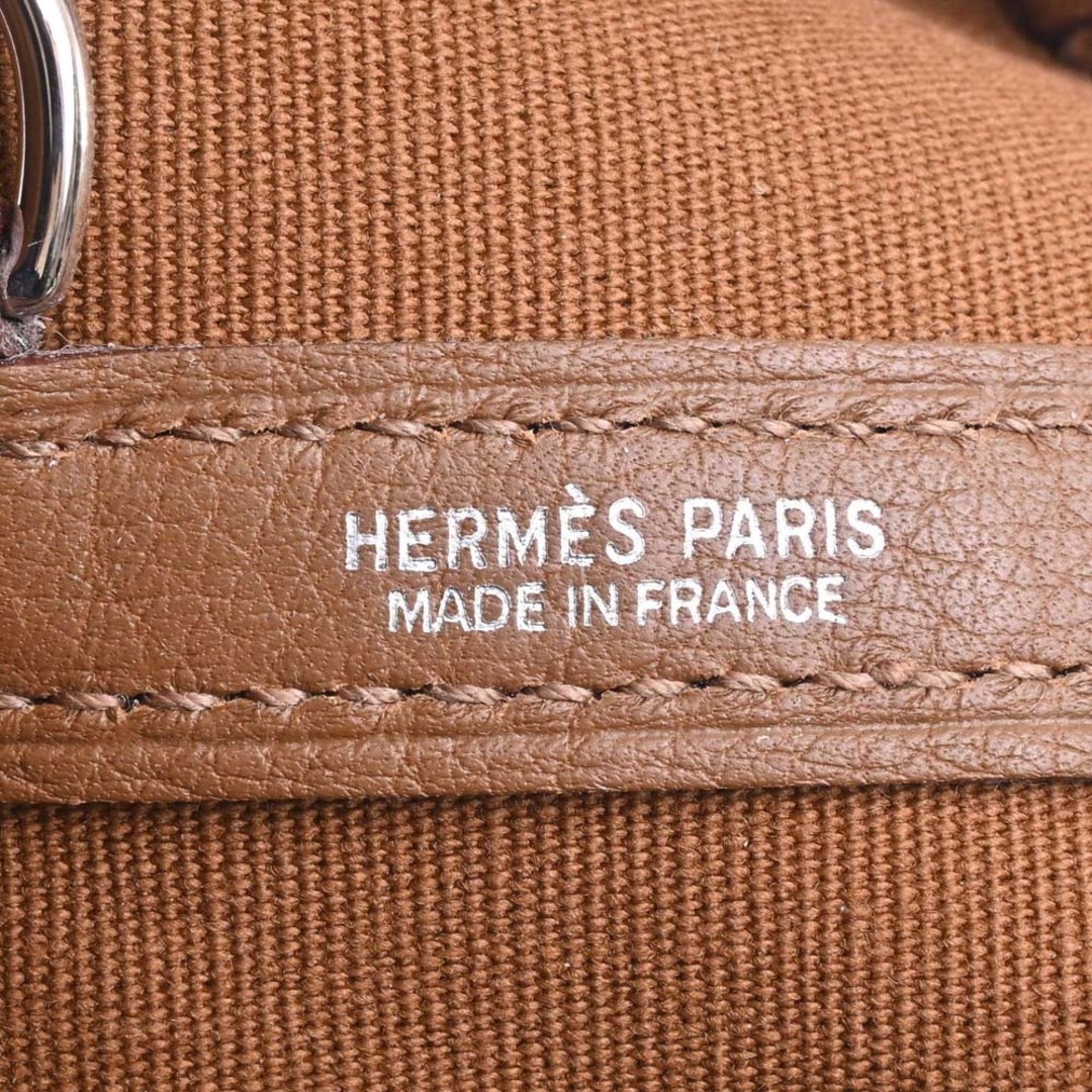 【中古】HERMES エルメス トワルオフィシェ レザー ガーデンジップPM ハンドバッグ - ブラウン by