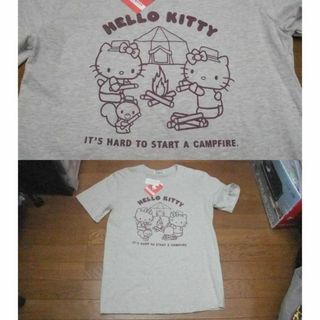 サンリオ(サンリオ)の新品 キティ kitty サンリオ Sanrio コラボTシャツL ワークマン(Tシャツ/カットソー(半袖/袖なし))