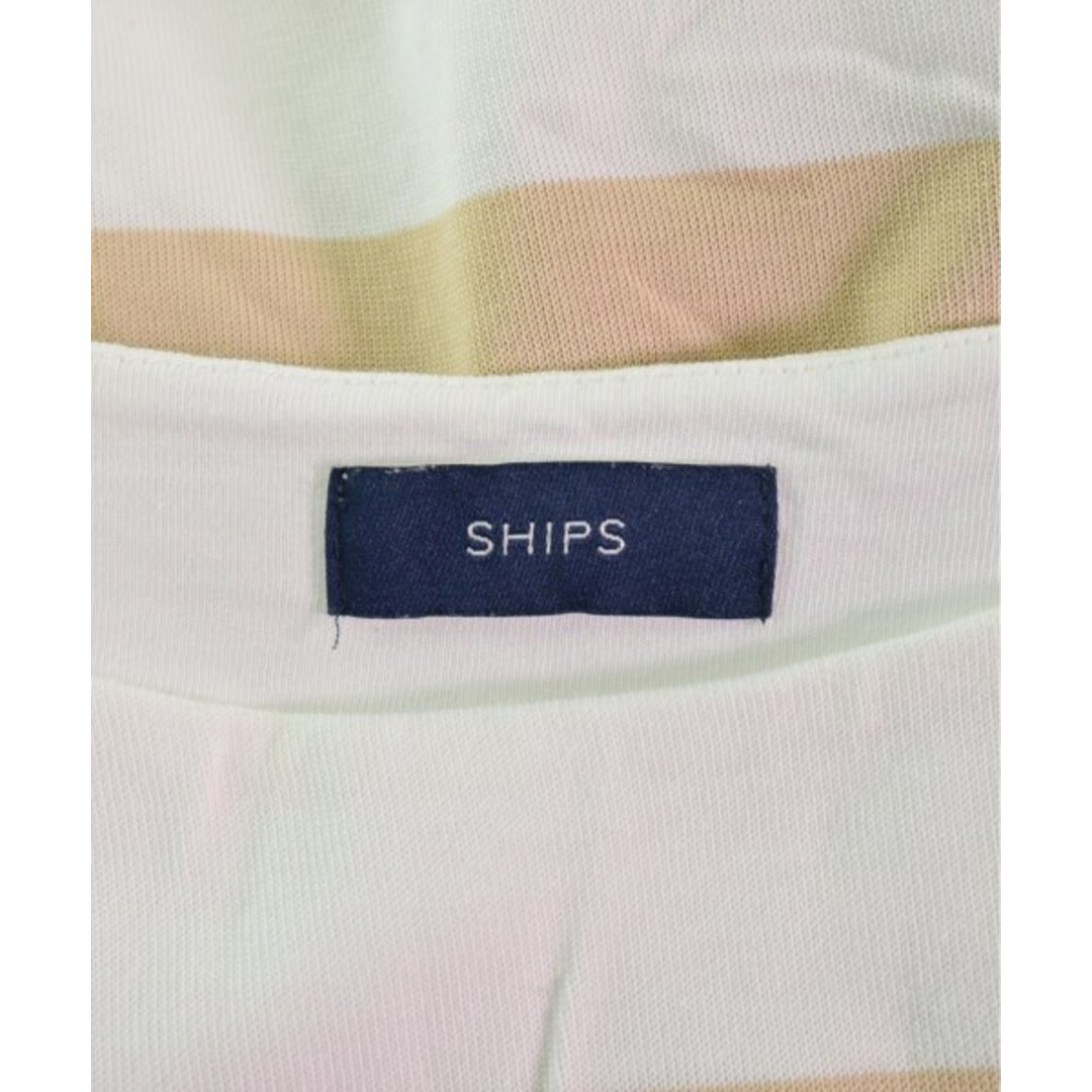 SHIPS(シップス)のSHIPS シップス Tシャツ・カットソー F ベージュx白(ボーダー) 【古着】【中古】 レディースのトップス(カットソー(半袖/袖なし))の商品写真