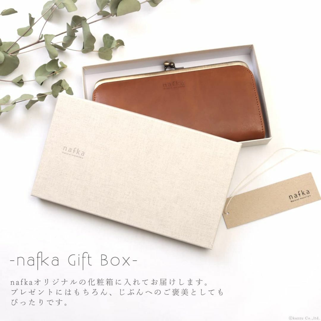 レディース【色: レッド】ナフカ nafka がま口財布 財布 レディース 長財布 本革