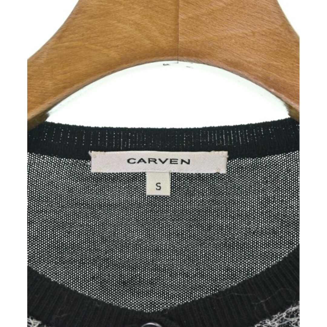 CARVEN(カルヴェン)のCARVEN カルヴェン カーディガン S 黒x白 【古着】【中古】 レディースのトップス(カーディガン)の商品写真