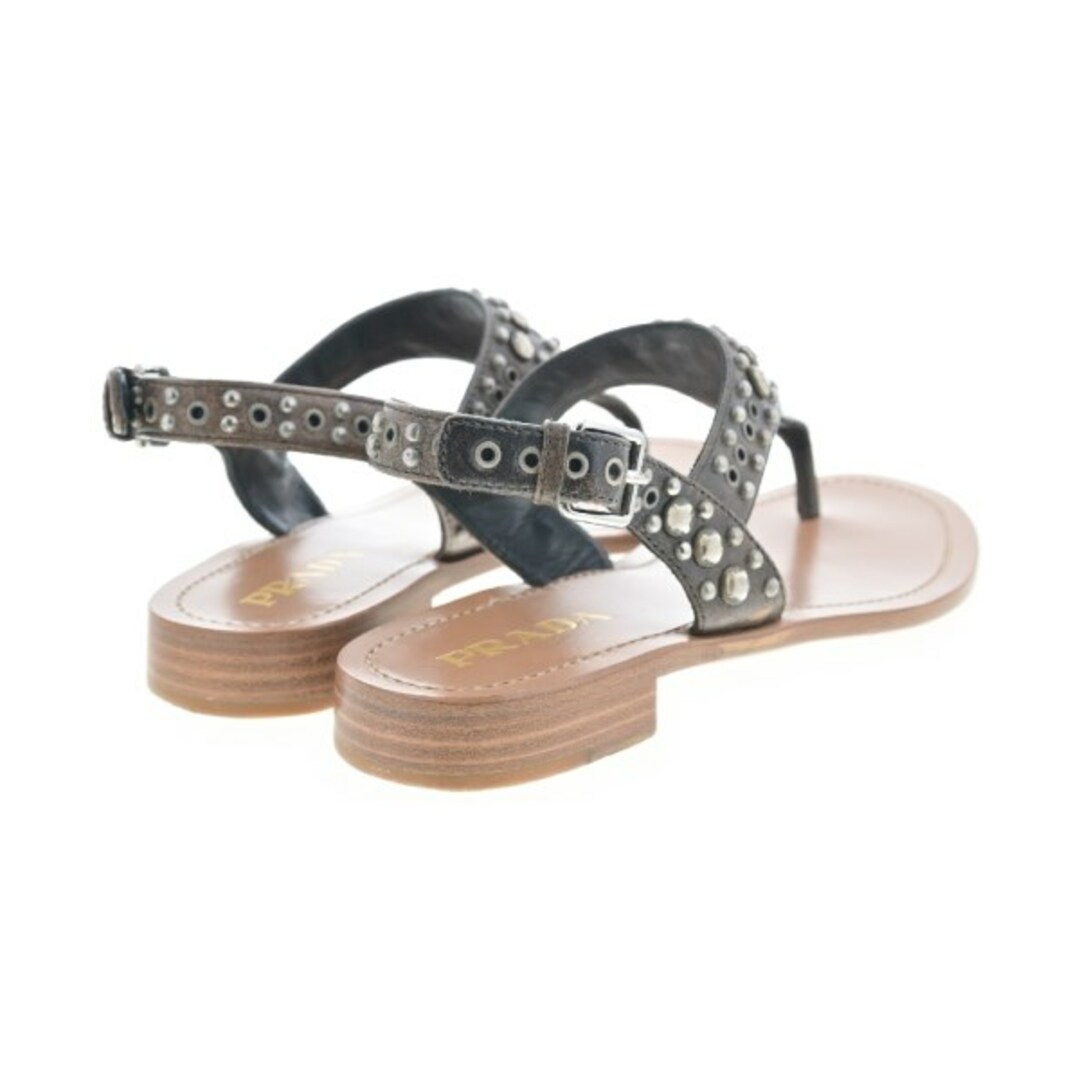 PRADA プラダ サンダル EU36(22.5cm位) こげ茶xシルバー系