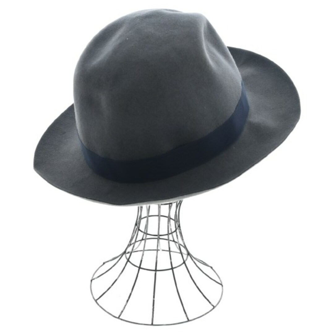 Borsalino ボルサリーノ ハット 60 グレーx黒 【古着】-