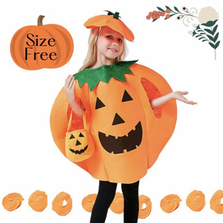 子ども 衣装 キッズ かぼちゃ コスプレ パンプキン 着ぐるみ 変装 人気 仮装(ワンピース)
