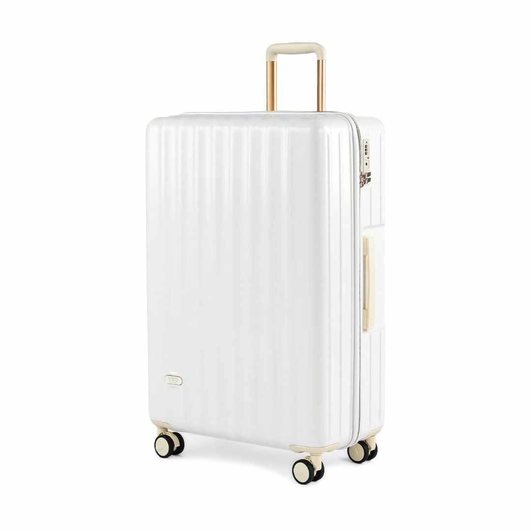 【色: White】[タビトラ] スーツケース キャリーケース ファスナーフレー