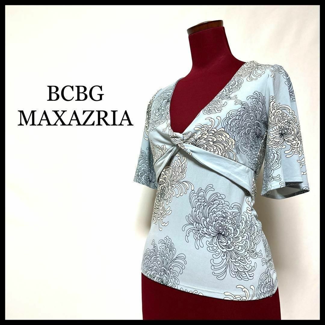 BCBGMAXAZRIA(ビーシービージーマックスアズリア)のビーシービージーマックスアズリア カットソー 半袖 花柄 ブルー S レディースのトップス(カットソー(半袖/袖なし))の商品写真