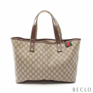 グッチ(Gucci)のGGスプリーム シェリーライン ハンドバッグ トートバッグ PVC レザー ベージュ マルチカラー(トートバッグ)