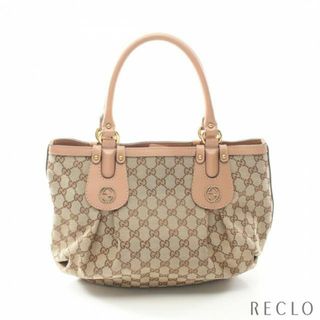 グッチ(Gucci)のスカーレット GGキャンバス ハンドバッグ トートバッグ キャンバス レザー ベージュ ピンクベージュ(トートバッグ)