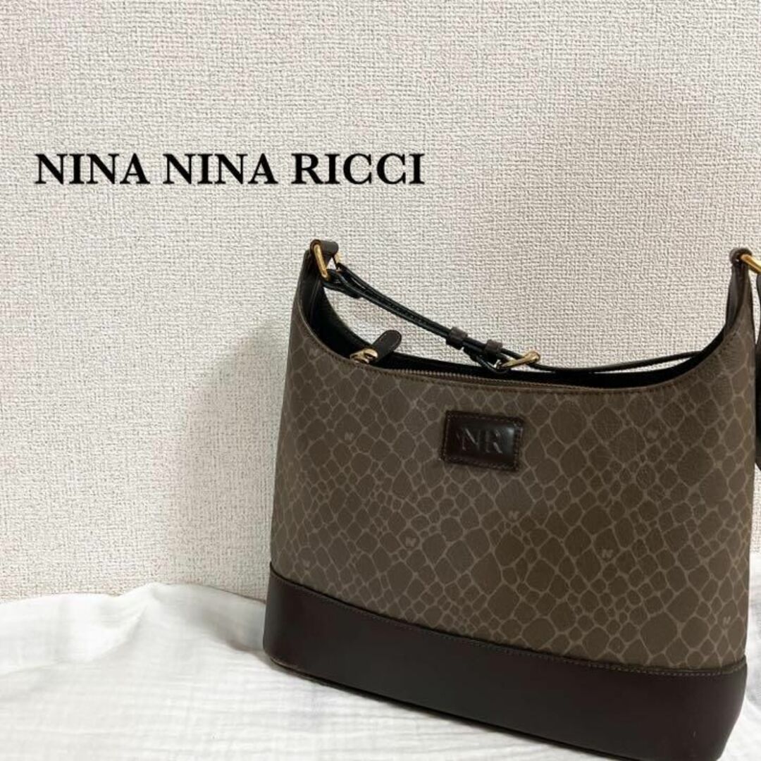 美品✨NINA RICCIニナリッチセミショルダーバッグトートバッグブラウン