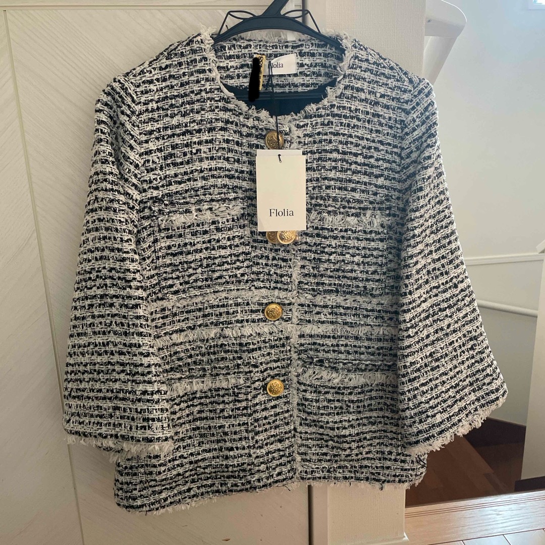 Flolia(フロリア)のノーカラーツイードジャケット レディースのフォーマル/ドレス(スーツ)の商品写真