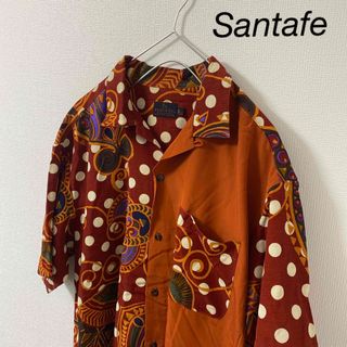 サンタフェ(Santafe)のSantafeサンタフェオープンカラーシャツ総柄メンズ半袖xlオレンジドット(シャツ)