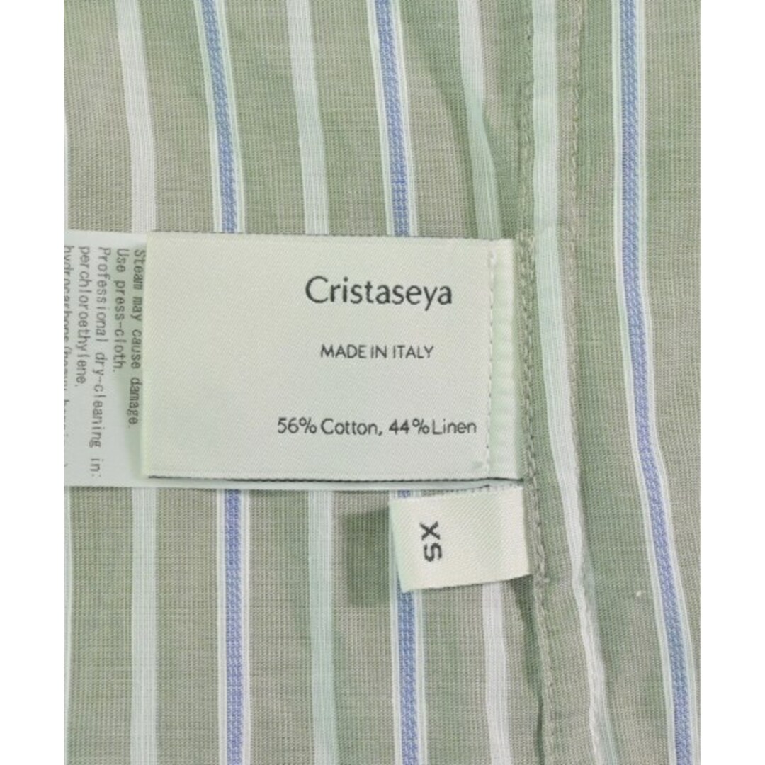 CristaSeya カジュアルシャツ XS グレーx青x白(ストライプ)