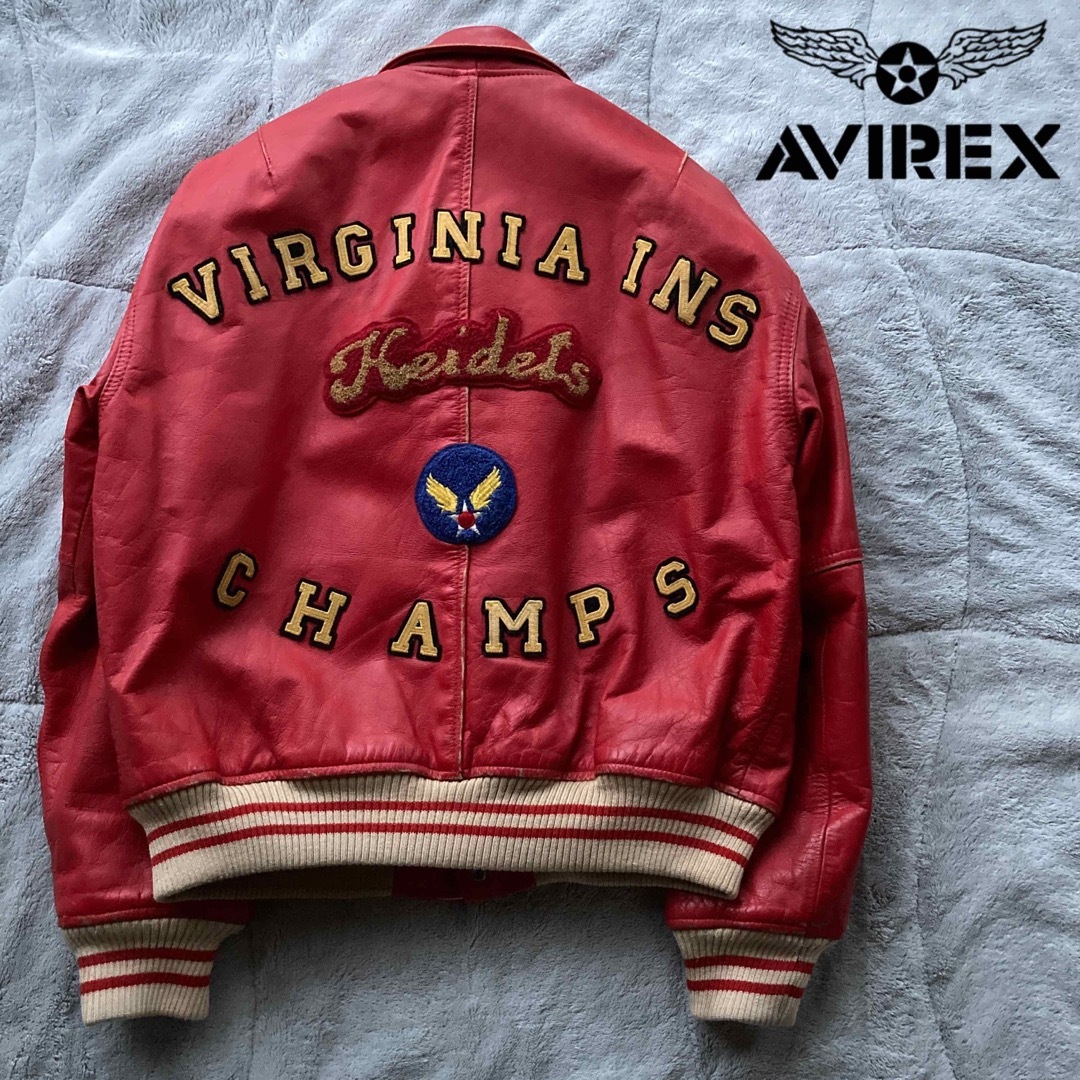 AVIREX - 超希少 AVIREX レザージャケット VIRGINIA CHAMPS 赤革の通販