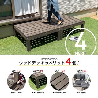 引取限定 組立式 ウッドデッキ 90x180㎝ システムサンデッキ 2セット