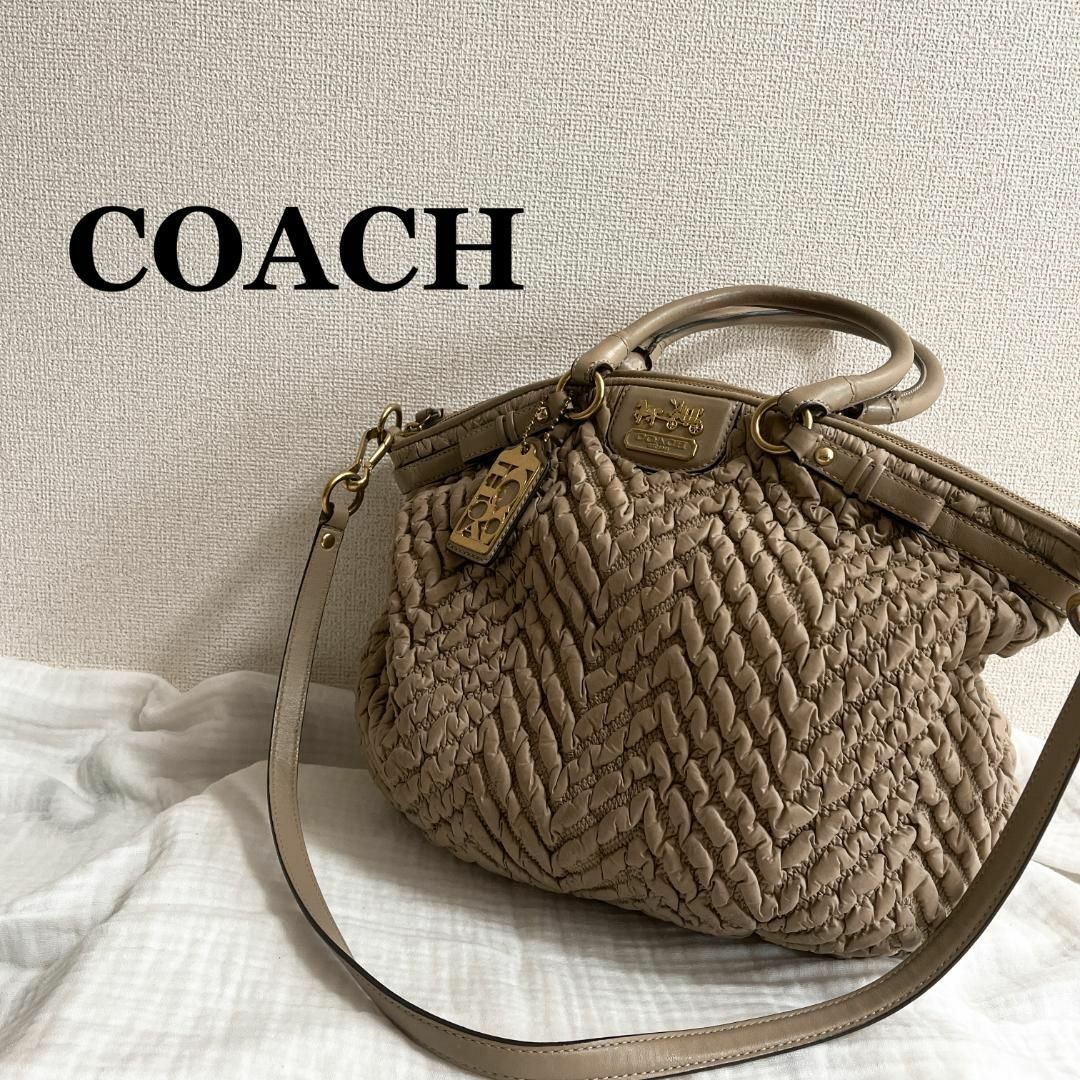 美品✨COACH コーチショルダーバッグハンドバッググレーベージュグレージュ | フリマアプリ ラクマ