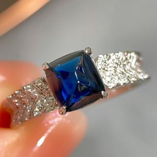 天然 ブルーサファイア ダイヤ リング1.65ct k18 ¥(リング(指輪))