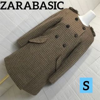 ザラ(ZARA)のZARA BASIC ナポレオンコートUSAサイズS ツイード生地羊毛混合で暖か(ロングコート)