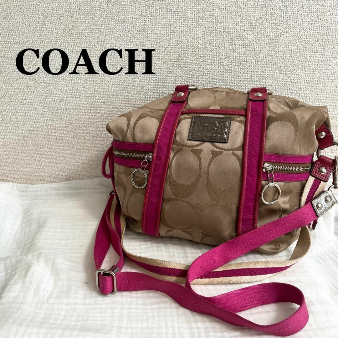 □美品□COACH コーチ ショルダーバッグ ベージュピンク - トートバッグ