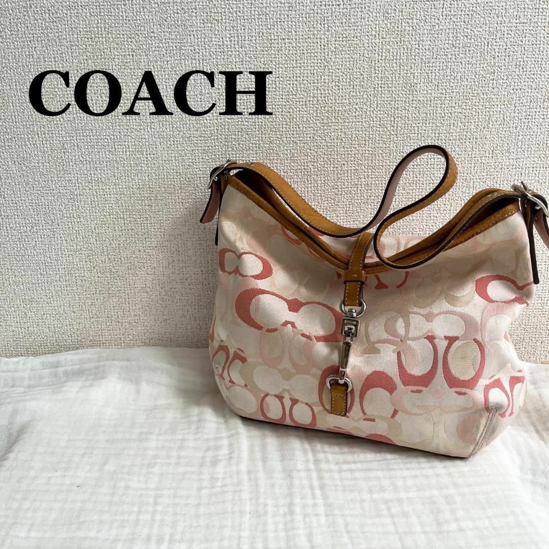 COACH - レア✨COACH コーチハンドバッグトートバッグ ピンク ロゴ総柄