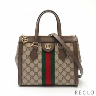 グッチ(Gucci)のオフィディア GG スモール ハンドバッグ トートバッグ PVC レザー ベージュ ダークブラウン マルチカラー 2WAY(トートバッグ)