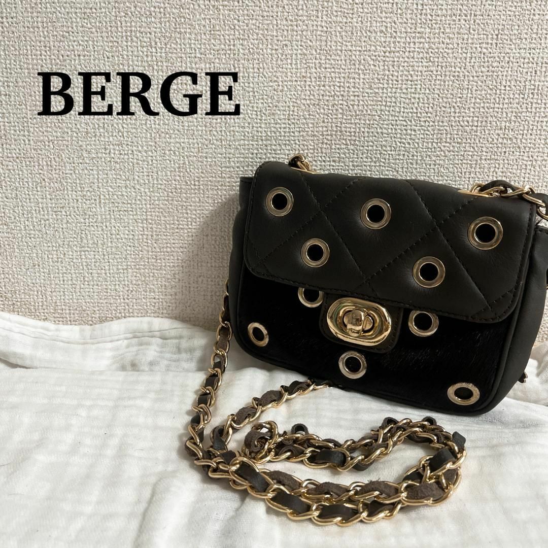 美品✨BERGE ベルジェ ショルダーバッグ/ハンドバッグ ブラウン-