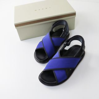 マルニ(Marni)のマルニ MARNI フスベット クリスクロスサンダル 37/ブルー ブラック シューズ バックストラップ ベルクロ 靴 レザー【2400013549707】(サンダル)