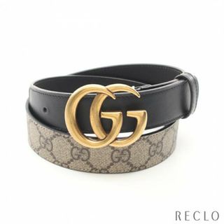 グッチ(Gucci)のダブルG GGスプリーム ベルト PVC レザー ベージュ ブラック(ベルト)