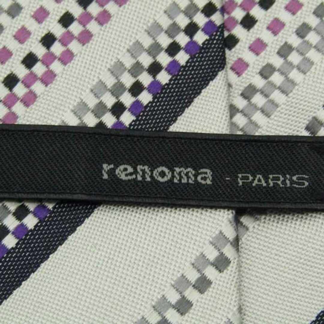 RENOMA(レノマ)のレノマ ブランド ネクタイ ストライプ柄 日本製 小紋柄 シルク メンズ ホワイト renoma メンズのファッション小物(ネクタイ)の商品写真