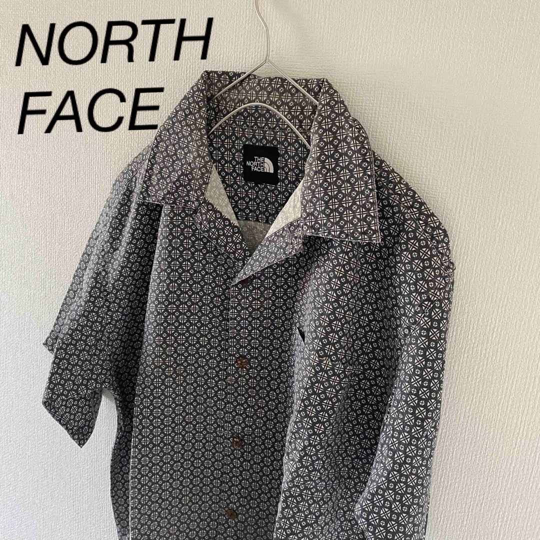 【レア】NORTHFACEノースフェイスオープンカラーシャツ半袖総柄mメンズ