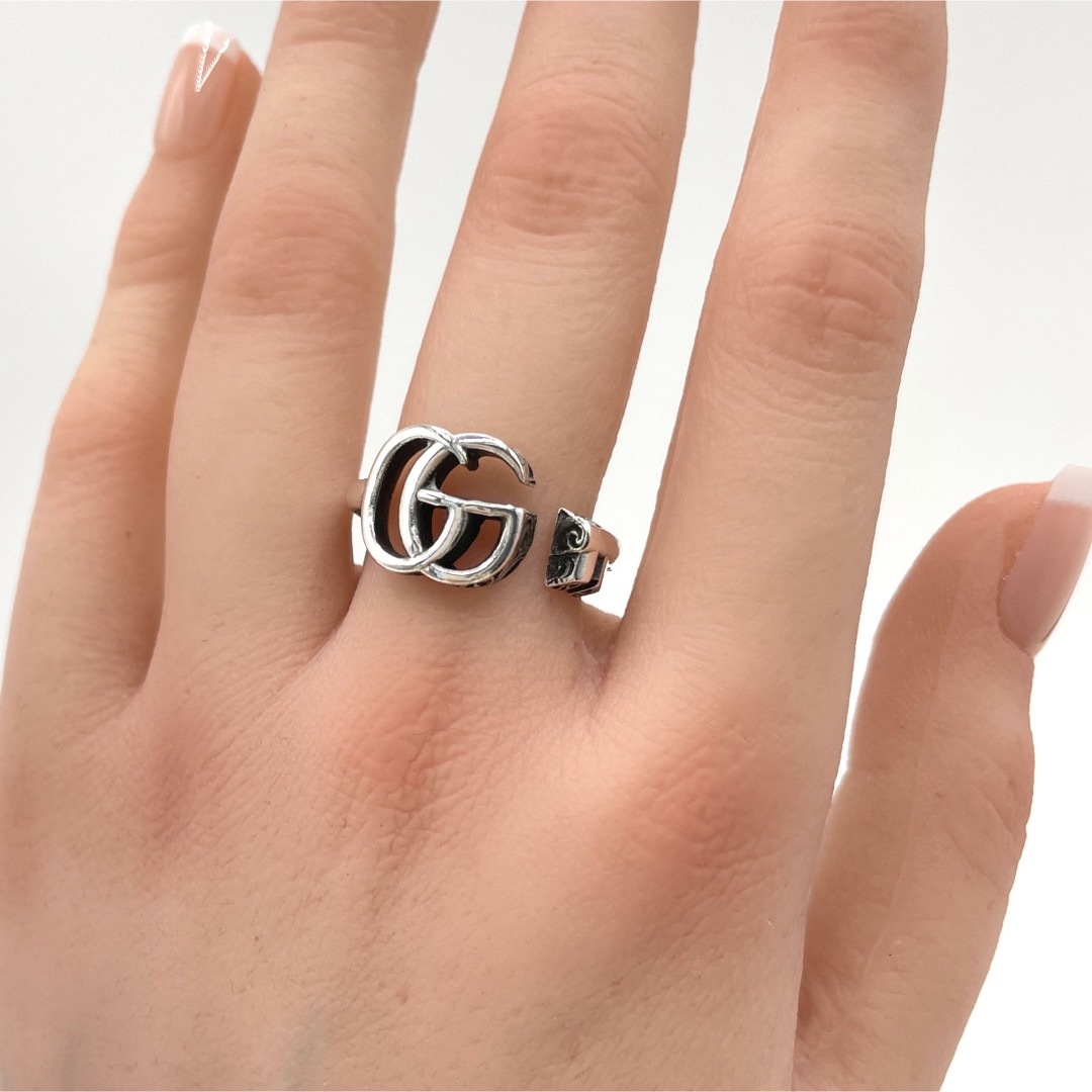 Gucci(グッチ)のグッチ ダブルG アラベスク エングレービング エッジ リング ♯15  メンズのアクセサリー(リング(指輪))の商品写真