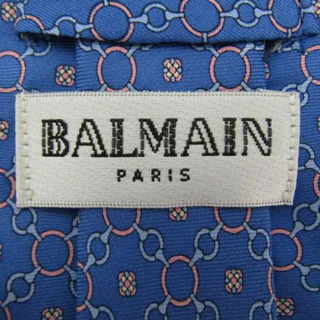 BALMAIN(バルマン)のバルマン ブランド ネクタイ 格子柄 チェーン柄 小紋柄 フランス製 シルク メンズ ネイビー BALMAIN メンズのファッション小物(ネクタイ)の商品写真