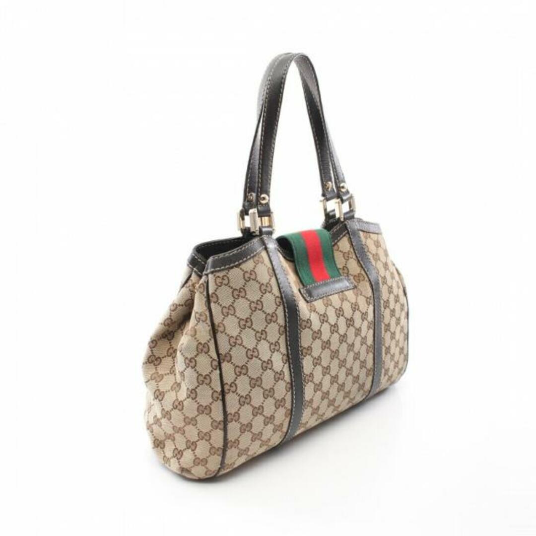 Gucci(グッチ)のGGキャンバス シェリーライン ショルダーバッグ トートバッグ キャンバス レザー ベージュ ダークブラウン マルチカラー レディースのバッグ(トートバッグ)の商品写真