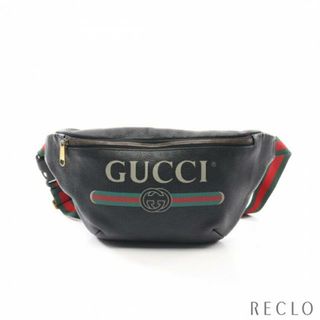 グッチ(Gucci)のグッチプリント ベルトバッグ ウェブライン ボディバッグ ウエストバッグ レザー ブラック マルチカラー(ボディバッグ/ウエストポーチ)