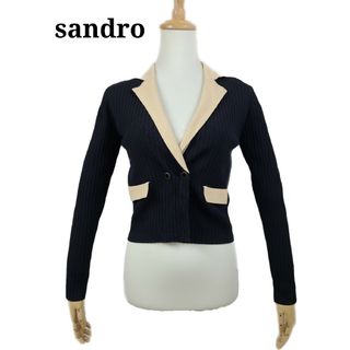 サンドロ(Sandro)の美品 sandro サンドロ　セミダブルショート丈カーディガン(カーディガン)