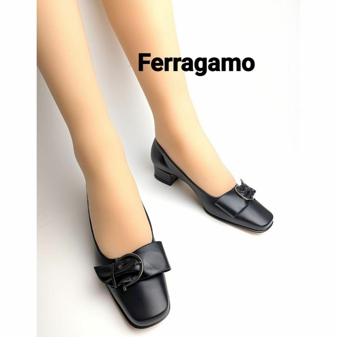 未使用さん♥フェラガモFerragamo ガンチーニパンプス 4D黒 未使用さん♥フェラガモFerragamo ガンチーニパンプス 4D黒