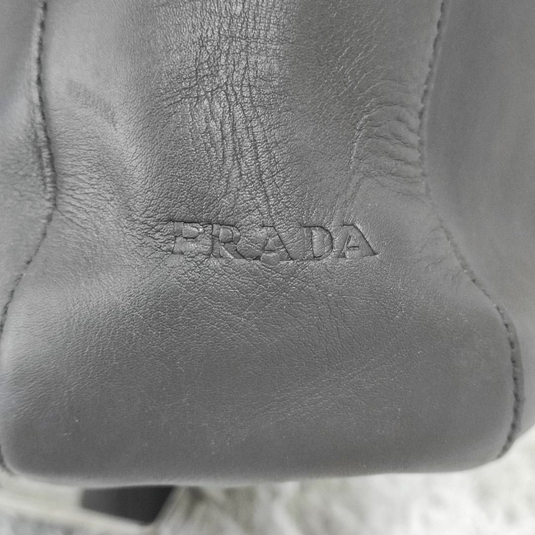 【希少】PRADA ロゴ プラスチックハンドル ハンドバッグ オールレザー