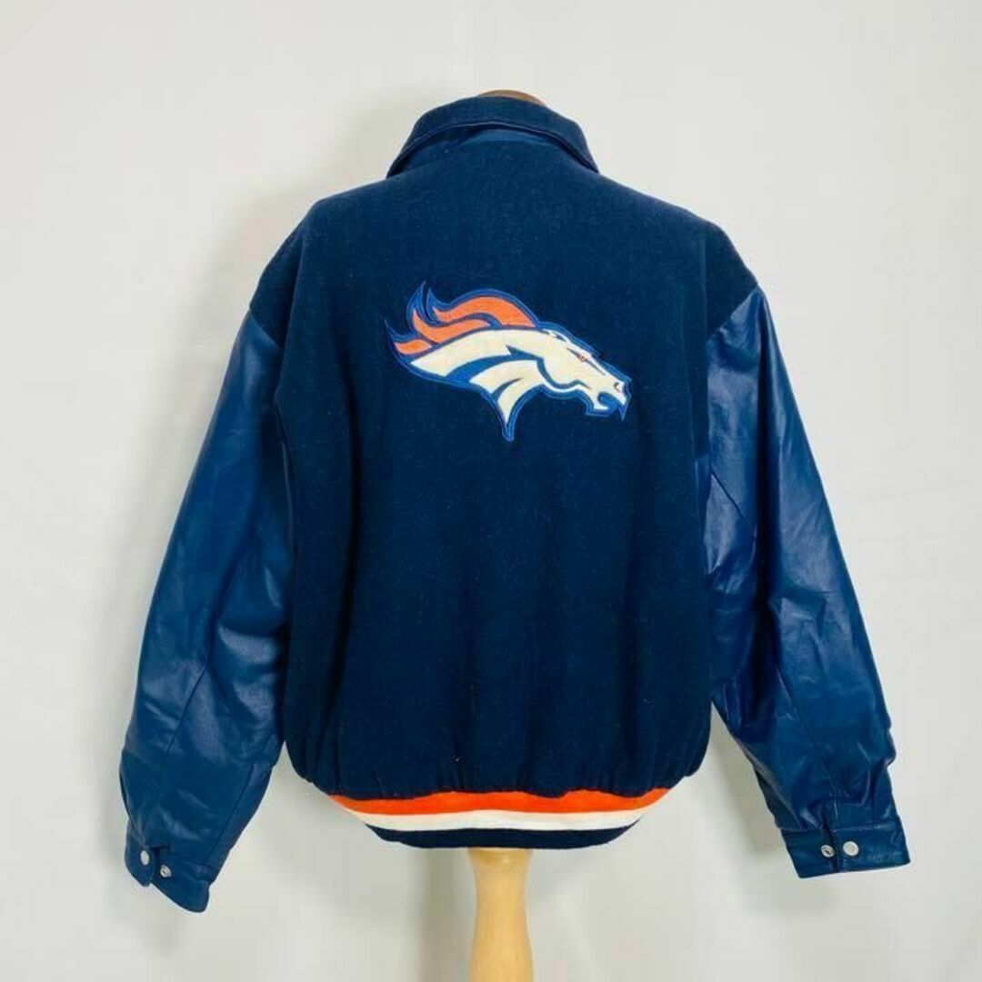 NFL BRONCOS レザースタジャン ジェフハミルトン 古着アメフト-