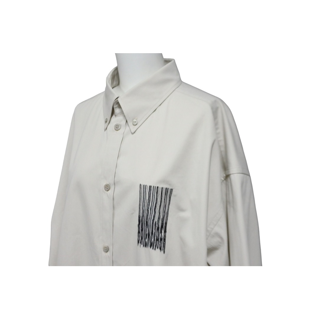 極美品 BALENCIAGA バレンシアガ 21AW バーコードロゴ オーバーサイズ 長袖シャツ グレー 662982 サイズ38 55433