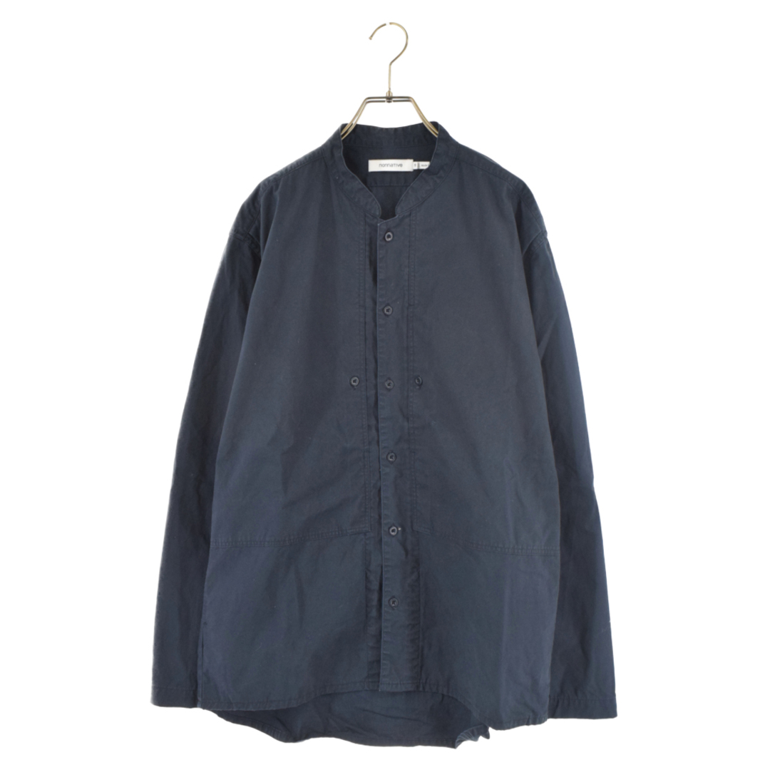 nonnative ノンネイティブ CLIMBER L／S SHIRT JACKET COTTON ノーカラー コットン 長袖シャツ ジャケット ネイビー NN-SJ3905