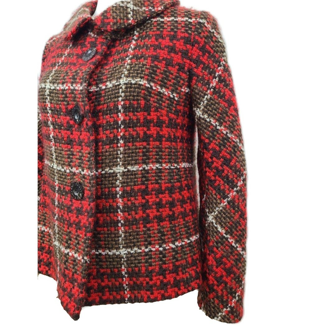 美品 old england タータンチェックショート丈コート