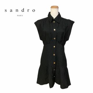 Sandro PARIS サンドロ ストレッチワンピース XS-S 黒