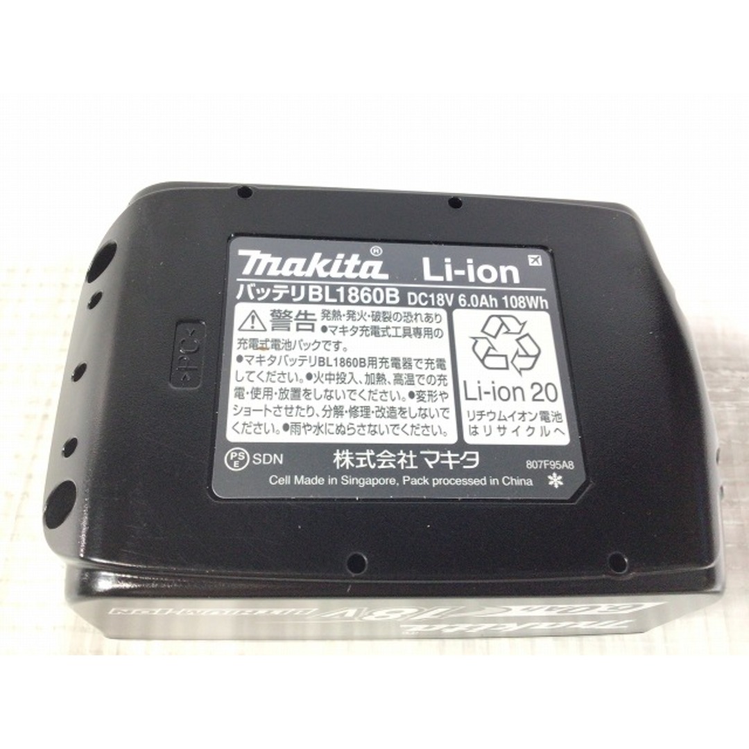 ☆未使用品 セット☆ makita マキタ 18V 純正リチウムイオンバッテリー BL1860B(18V 6.0Ah) 充電器 DC18RF  急速充電対応 80072