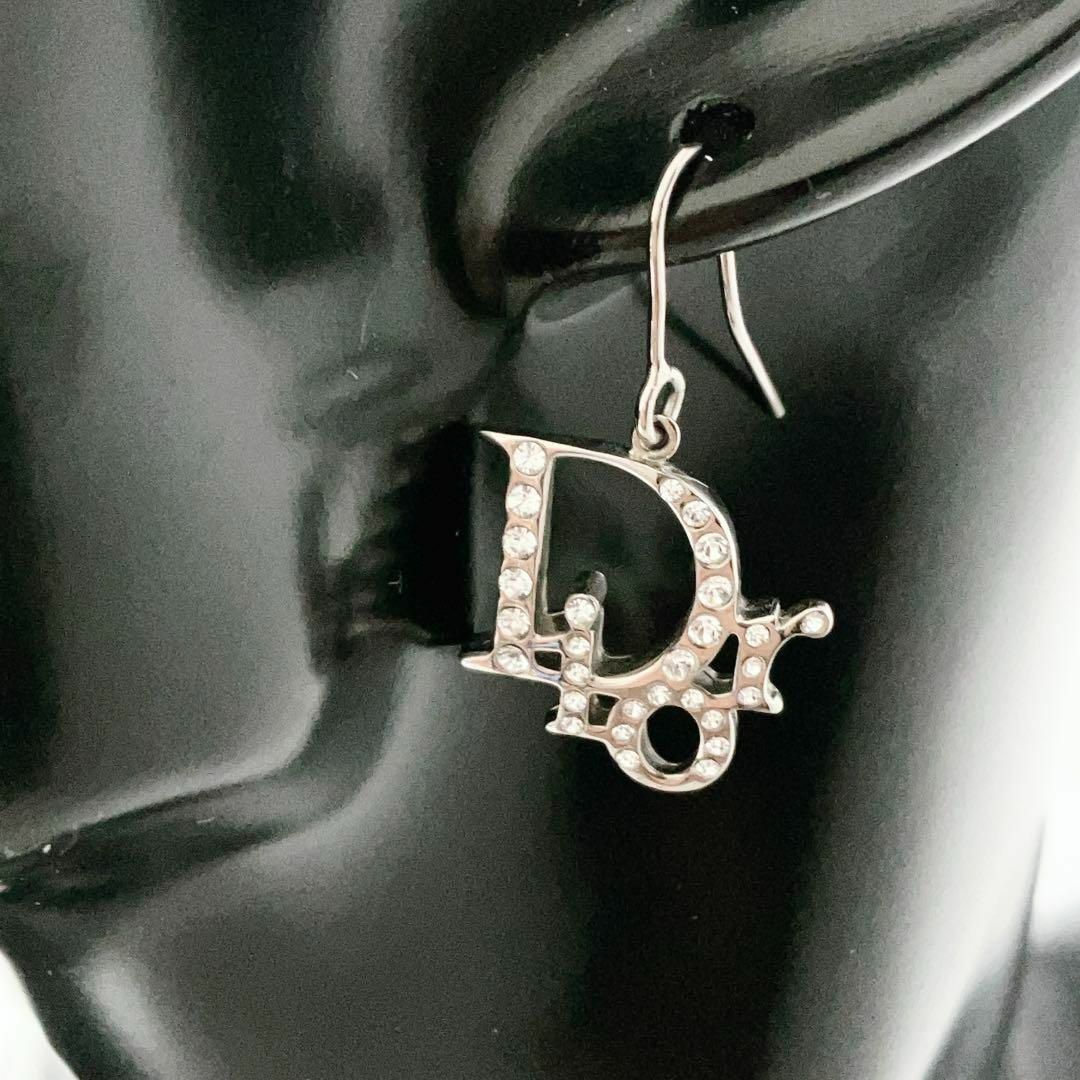 Christian Dior(クリスチャンディオール)の【美品】クリスチャン ディオール dior ラインストーン ピアス シルバー レディースのアクセサリー(ピアス)の商品写真