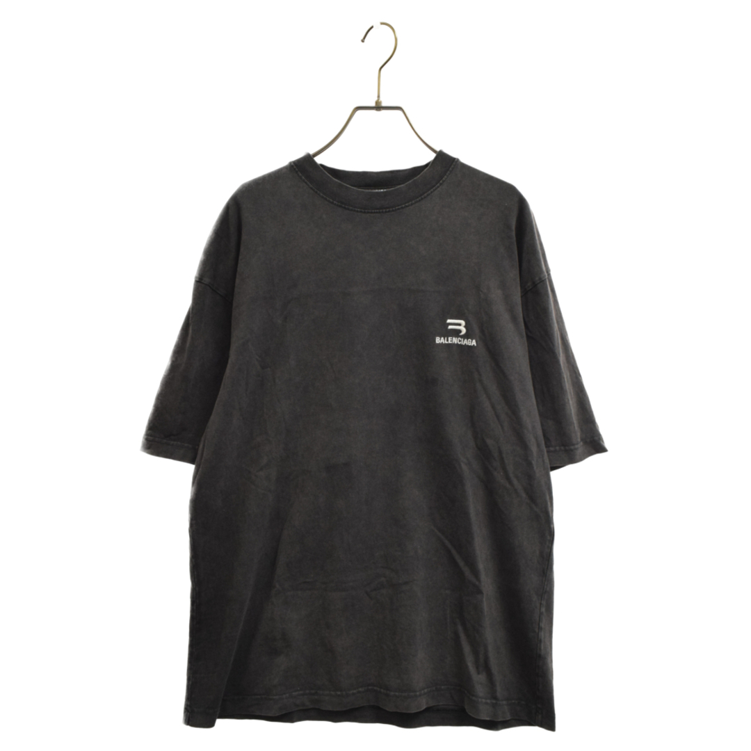 BALENCIAGA バレンシアガ 22SS ウォッシュドスポーティBロゴ刺繍半袖Tシャツ ブラック 612966 TLV99