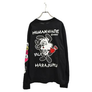 HUMAN MADE ヒューマンメイド ×VERDY VICK LONG SLEEVE TEE×ヴェルディ ヴィック バックプリント クルーネック長袖Tシャツ ブラック