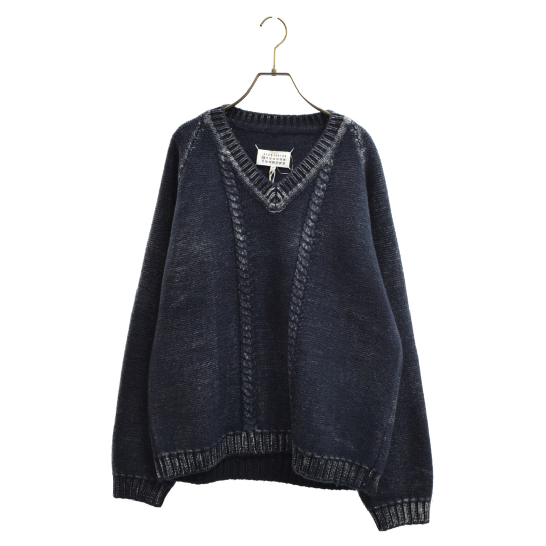 Maison Margiela メゾンマルジェラ 22SS Wool Sweater 色褪せ加工 ケーブルニットセーター ネイビー S50GP0267