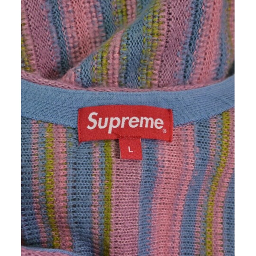 Supreme シュプリーム ベスト L ピンクx水色x黄緑(ストライプ)