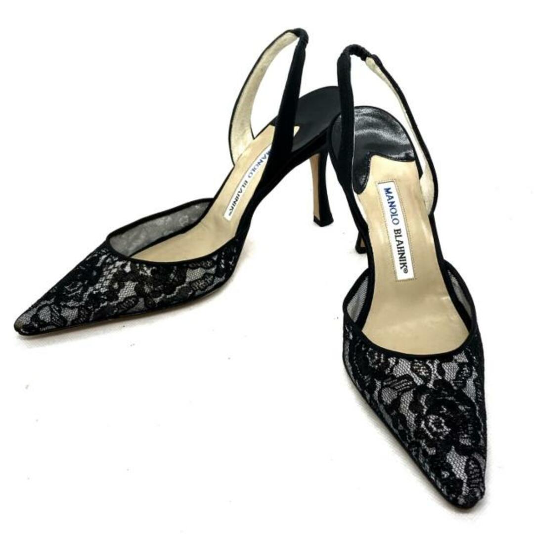 MANOLO BLAHNIK(マノロブラニク)のマノロブラニク サンダル 38 1/2美品  - 黒 レディースの靴/シューズ(サンダル)の商品写真