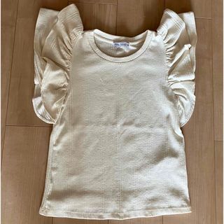 ザラ(ZARA)のZARA フリルノースリーブ　ホワイト(カットソー(半袖/袖なし))